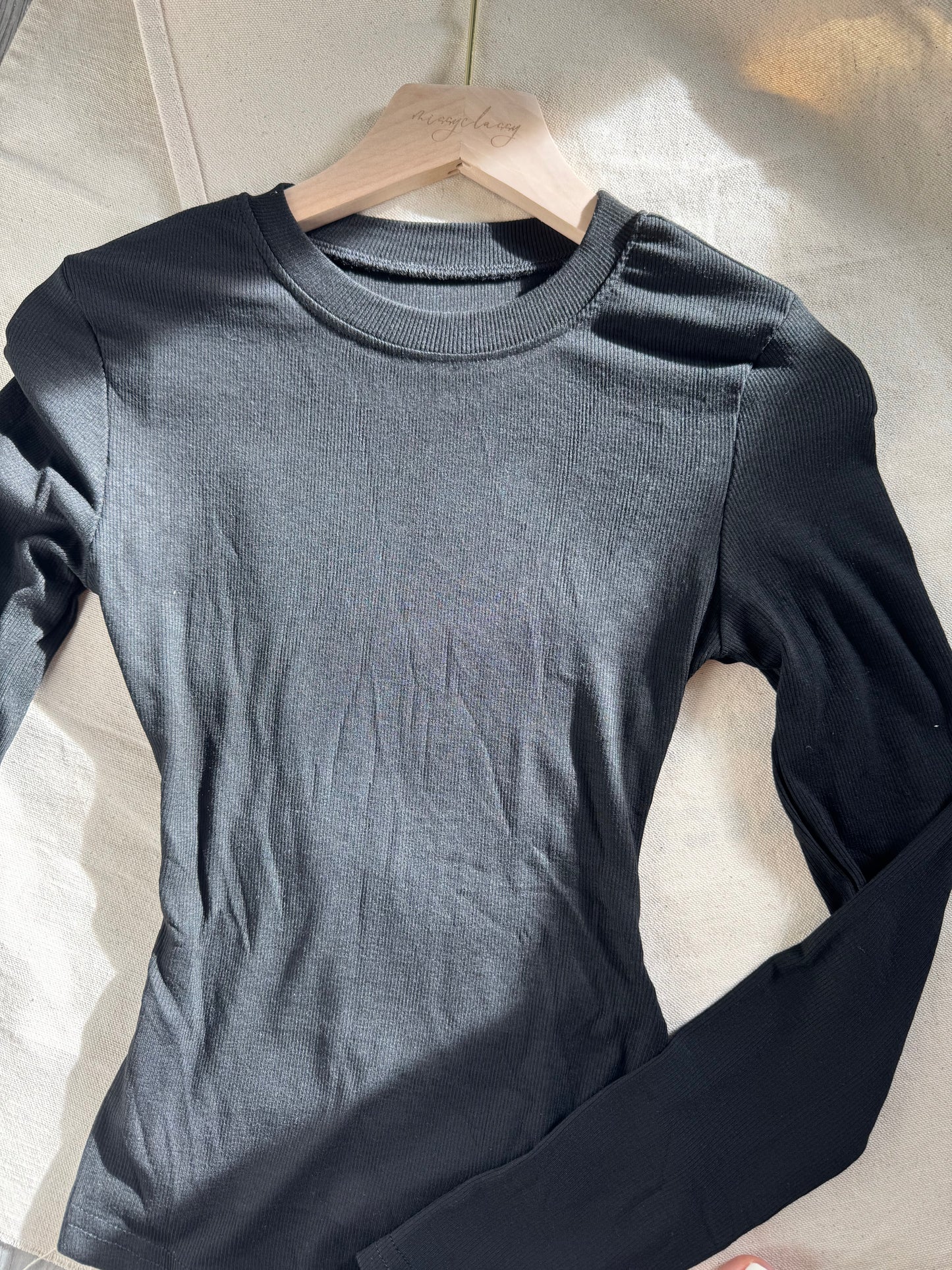 COTTON RIB LONG SLEEVE BASIC TEE ๐ธ