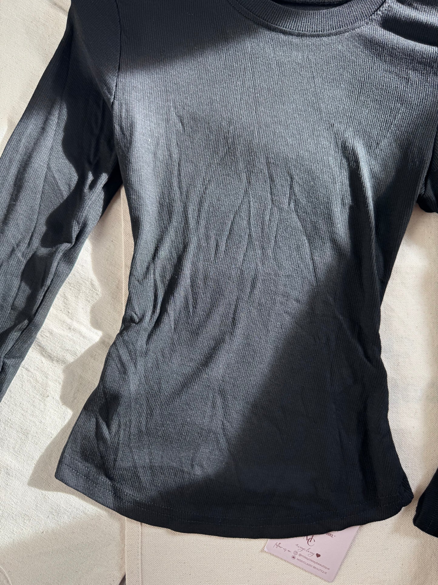 COTTON RIB LONG SLEEVE BASIC TEE ๐ธ