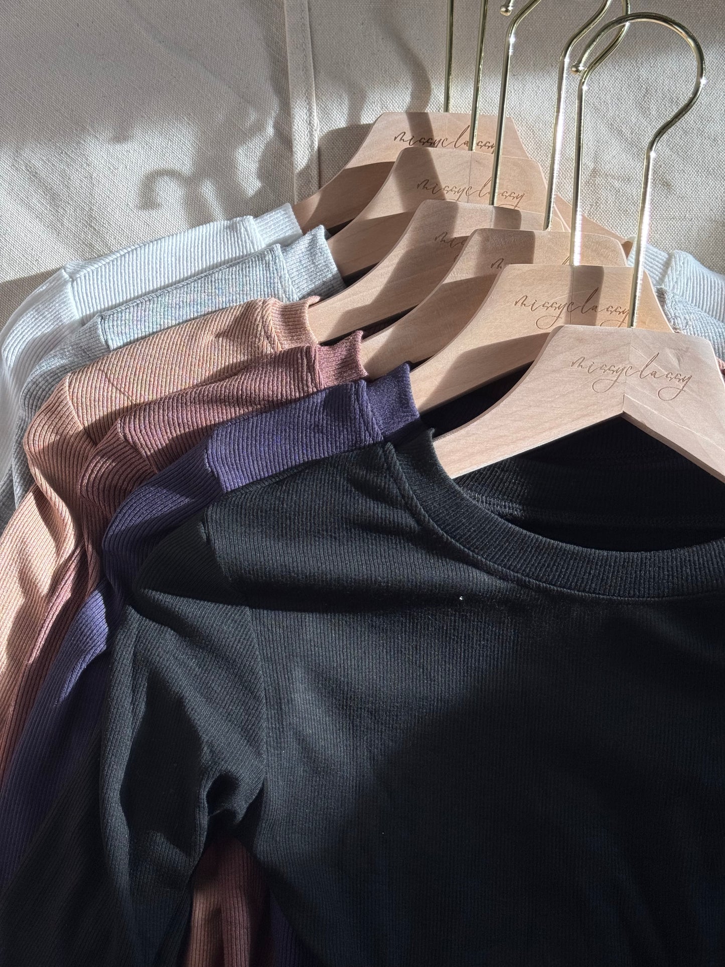 COTTON RIB LONG SLEEVE BASIC TEE ๐ธ