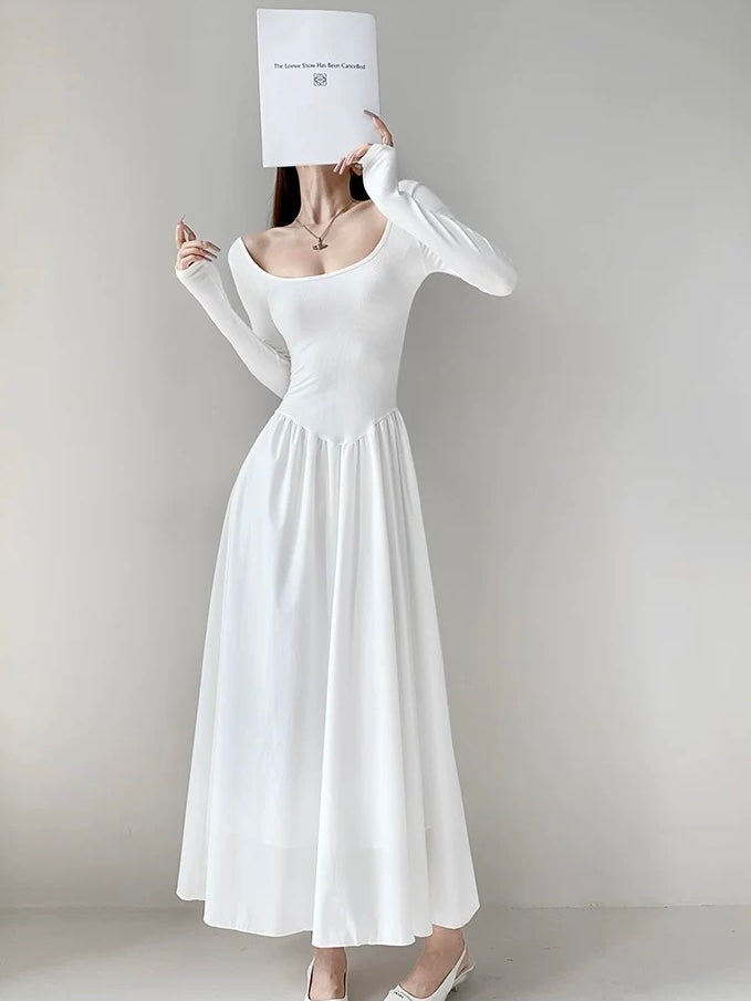 COTTON RIB LONG SLEEVE MAXI DRESS 🌸