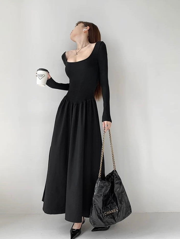 COTTON RIB LONG SLEEVE MAXI DRESS 🌸