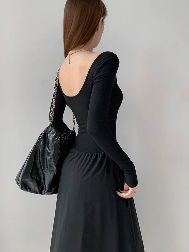 COTTON RIB LONG SLEEVE MAXI DRESS 🌸